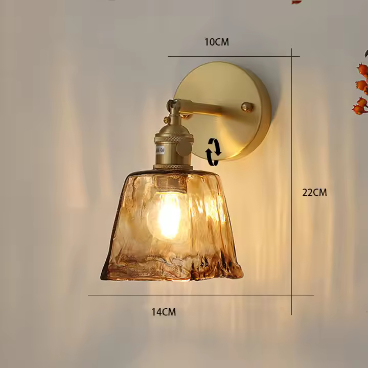 Lámpara De Pared De Vidrio Y Latón Estilo Japonés Y Nórdico Para Casa Barra Restaurante Dormitorio Lámpara De Noche Creativa Y Personalizada - 1