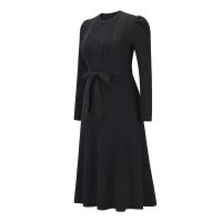 Vestido Casual Diario Para Mujer Con Mangas Burbuja Cintura Alta Ajustada Y Volante Medio Largo De Tejido Knit Moda Avanzada Y Única - details 23