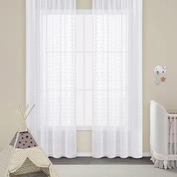 Cortina De Ventana Boho Transparente Con Borlas Y Bordado 84 Pulgadas Grommet Top Textura Suave Para Decoración Moderna - 1