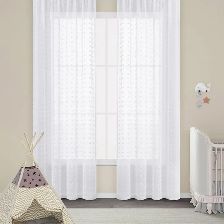 Cortina De Ventana Boho Transparente Con Borlas Y Bordado 84 Pulgadas Grommet Top Textura Suave Para Decoración Moderna - 1