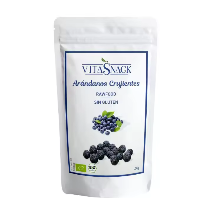 VitaSnack - Arándano Crujiente - Pack de 10 unidades - Ecológico, sin freír, sin sal y sin gluten - 1