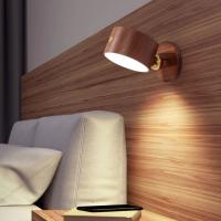 Lámpara De Noche Minimalista De Madera Sin Perforar Lámpara De Pared LED Para Dormitorio Con Recargador USB Y Regulación De Luminosidad Táctil - details 1