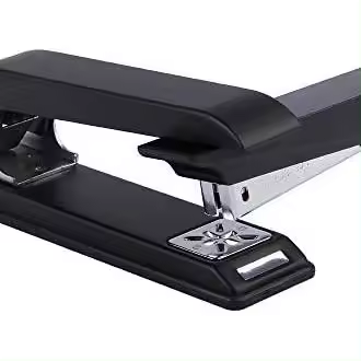 Grapadora giratoria de 360 grados, grapadora de escritorio, capacidad para 12 hojas, para grapas 24/6, 26/6, color negro - 1