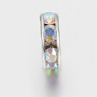 100pcs Bolas De Espaciador De Cristal AB Colorido Y Plata Para Fabricación De Joyas Pulseras DIY Encuentros De Enlaces Metálicos - details 3