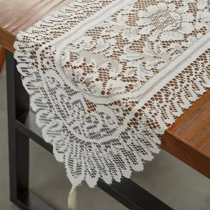 Mantel De Lace Mesh Estilo Retro Americano De Poliéster Para Decoración Del Hogar Adecuado Para Mesas De Comedor Un Pieza - 1