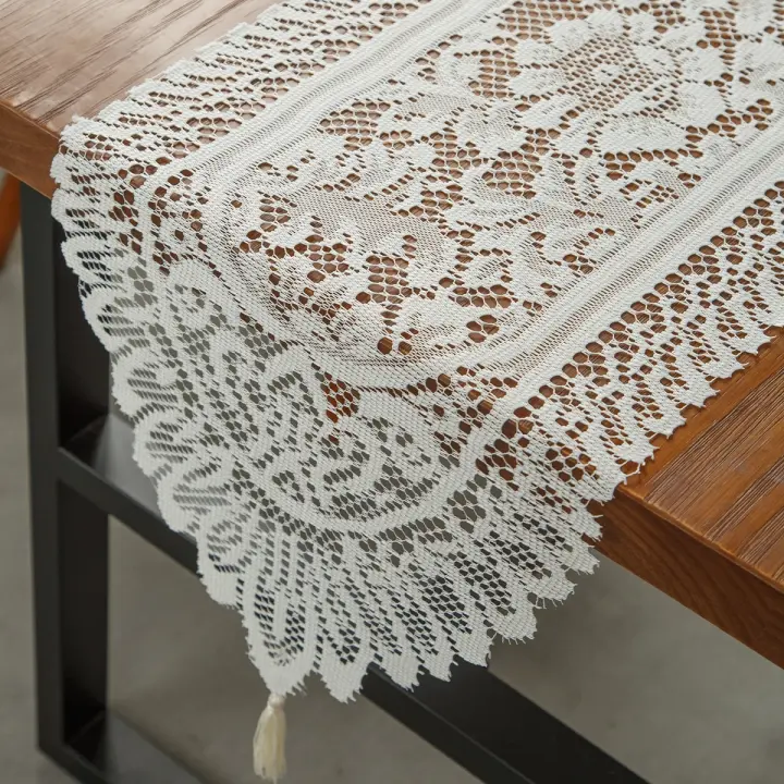 Mantel De Lace Mesh Estilo Retro Americano De Poliéster Para Decoración Del Hogar Adecuado Para Mesas De Comedor Un Pieza - 1