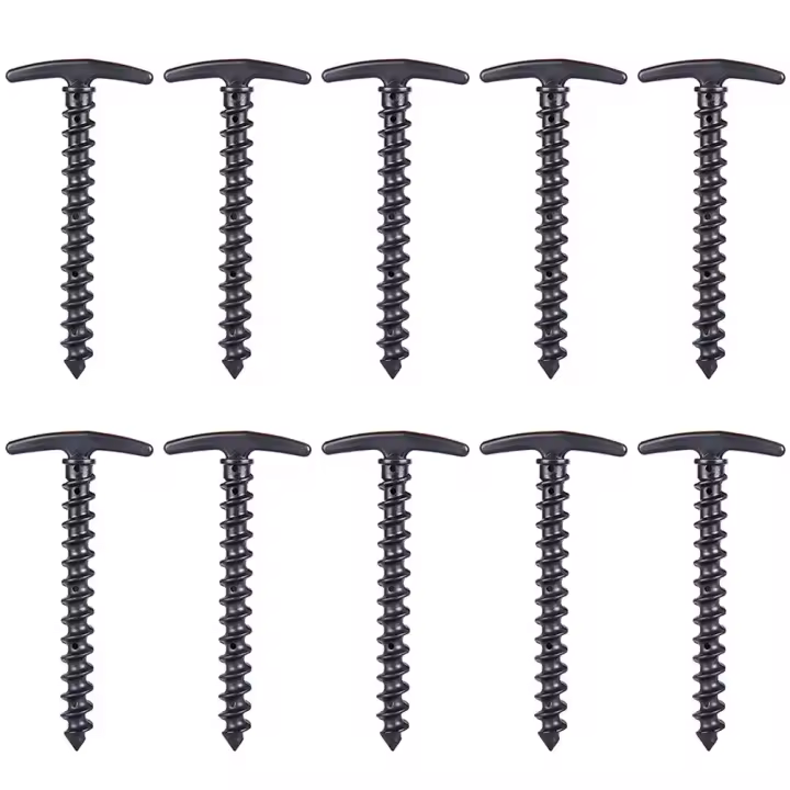 10Pcs Palos De Tenda De Plástico De Alta Resistencia 5.7 Pulgadas Gancho De Asta Para Acampar Y Exterior Tipo Espiral Palos De Sombra Para Tenda - 1