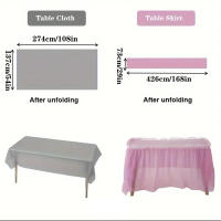 Juego De 2 Piezas De Falda De Mesa Desechable PEVA Impermeable Y Antiaceite Para Fiestas De Cumpleaños Y Bodas Decoración De Mesa - details 1