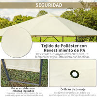 Outsunny Carpa 2,97x2,97x2,6m Cenador Jardin Marco de Acero y 4 Paraviento lateral Color Crema - details 4