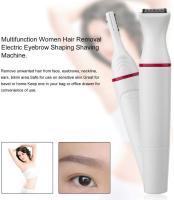 Versátil kit de recortador de cabello 5 en 1 para mujeres - Modelador de cejas, afeitadora de nariz y vello facial que funciona con baterías con cuchillas desmontables - Diseño elegante en blanco y rosa (pilas no incluidas) - details 0
