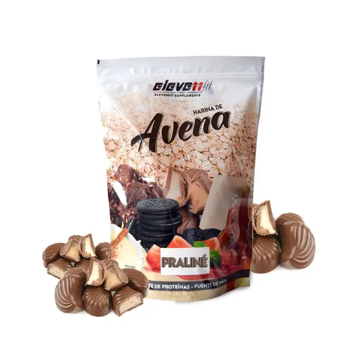 Eleven Fit Harina de Avena / Fuente de Hidratos de Carbono y Proteínas - Ideal para Tortitas - 18 Deliciosos Sabores - Efecto Saciante y Beneficios de Alta Nutrientes Sabor Praline 1KG - 1