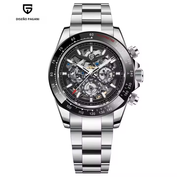 Reloj Mecánico PAGANI DESIGN 40mm Esqueleto Acero Inoxidable Impermeable Para Hombres Cristal De Zafiro Lujo Pulsera De Moda Y Casual - 1