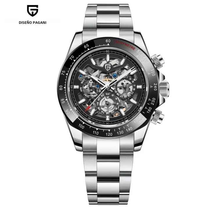 Reloj Mecánico PAGANI DESIGN 40mm Esqueleto Acero Inoxidable Impermeable Para Hombres Cristal De Zafiro Lujo Pulsera De Moda Y Casual - 1