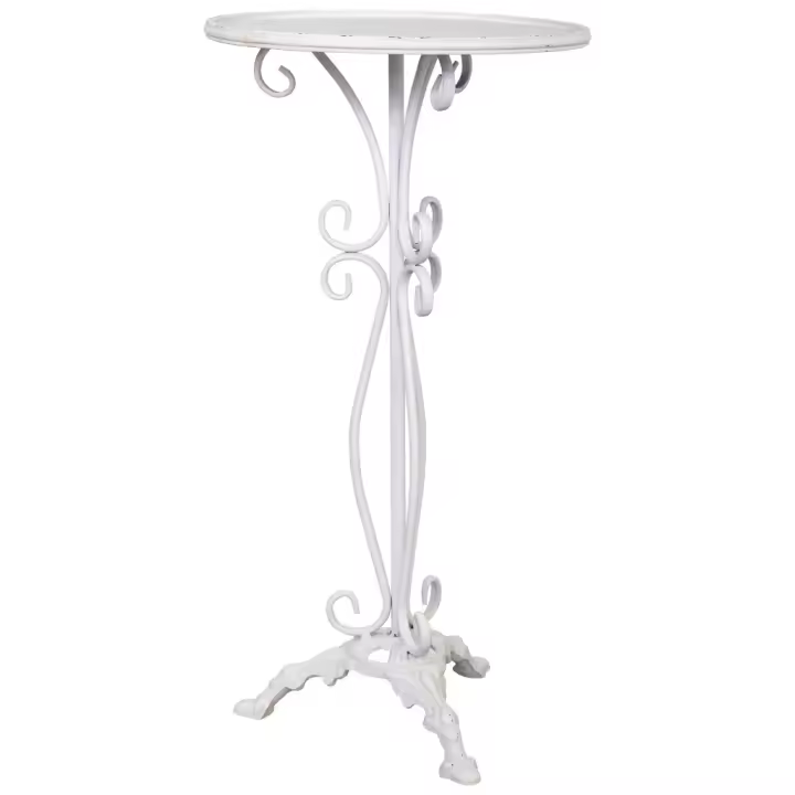 Mesa auxiliar de metal envejecido blanco 40x40x77 - 1