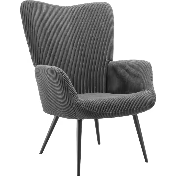 Tectake - Sillón Hygge orejero de estilo escandinavo, Butaca de salón tapizada, Tejido de borreguito bouclé, Tejido Corderoy fino, Tejido Corderoy ancho, Sillón lectura con respaldo ergonómico, ideal como mueble de salón, Topes en patas, capacidad 150 kg - 1