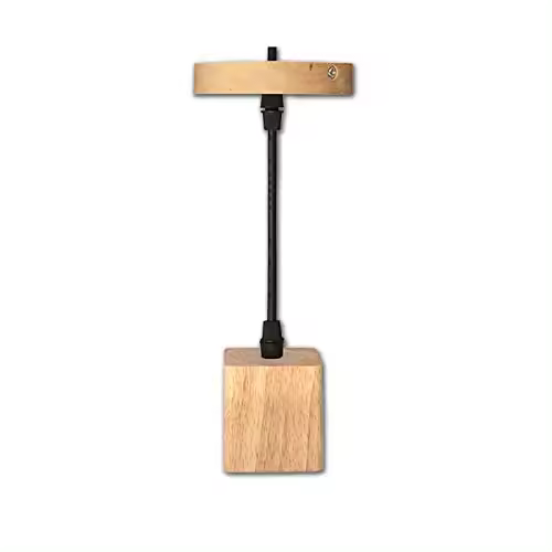 TECNOLUX EURO Lámpara Iluminación colgante madera Rosca E27 para el Restaurante Dormitorio Sala de Estudio 6.5x6x6 diámetro color naturar - 1