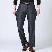 Pantalones De Negocios Para Hombre Talla Grande Corte Slim Moda Casual Estirado Adecuado Para Otoño Verano Pantalones Sólidos Negros Azules Oscuros - details 5