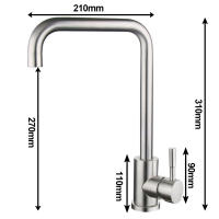 Grifo De Cocina De Acero Inoxidable 304 Mezclador De Agua Caliente Y Fría Con Manijera Suelta Montado En La Plataforma - details 5