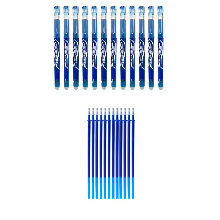 RHardware de tinta azul 12 bolígrafos borrable de 0,7mm y 12 recambio de gel de bolígrafos - 1