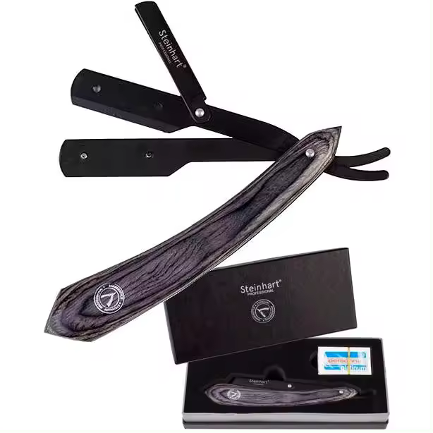 Navaja de Afeitar Profesional Steinhart con Mango de Madera y Regalo de Cuchillas - 1