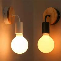 Soporte De Lámpara De Madera Vintage Sconce Luz De Pared Decoración Industrial Para Dormitorio Y Comedor E27 Luz De Lado Retro - details 0