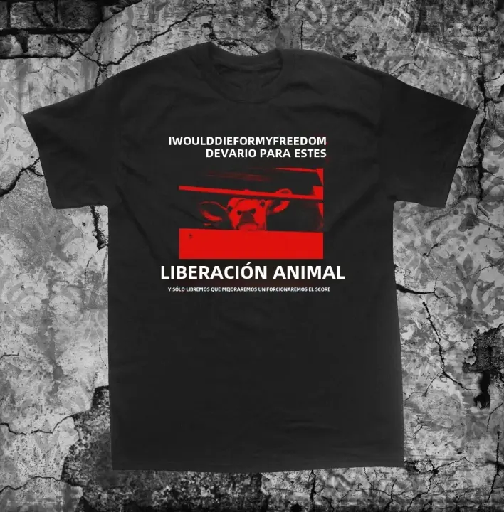 Camiseta Vegetariana Y Vegana Para Hombres Crust Punk Anarcho Meat Is Murder Animal Liberation Front ALF Protección Animal Talla Grande Casual - 1