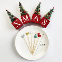 100Pcs Palillos De Bambú Desechables Para Navidad En Forma De Santa Y Payaso De Nieve Fork De Taza De Buffet Palillos Para Fiesta De Navidad Decoración De Fiesta - details 0