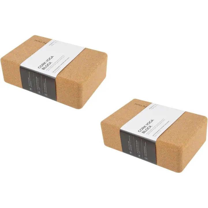 PERPETUAL Bloque de Yoga de Corcho (2 unidades) 100% Natural - Ladrillo de Yoga Antideslizante - Yoga block apto para Pilates, Meditación y Estiramientos - Aumenta tu flexibilidad - Mejora tus Posturas Asanas… - 1