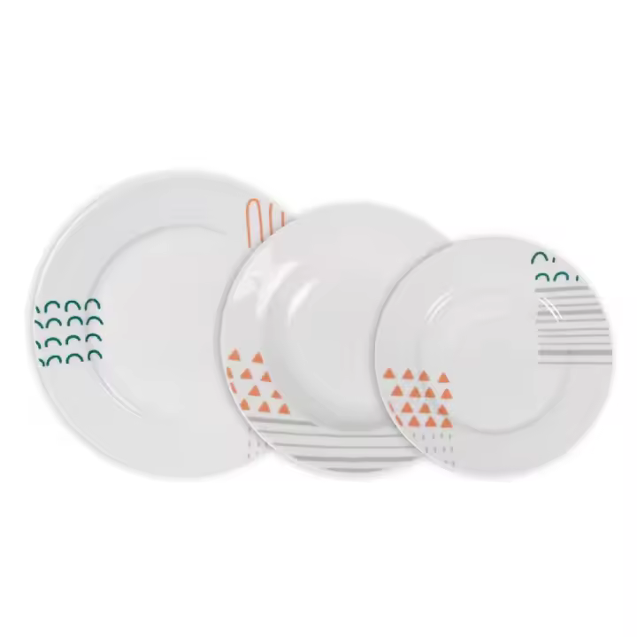 MAXHOME-Vajilla redonda 12 piezas veronique md,    ○ Plato para Postre x 4 (Ø 19 cm)    ○ Plato Llano x 4 (Ø 24 cm)    ○ Plato Hondo x 4 (Ø 21,5 cm) - 1