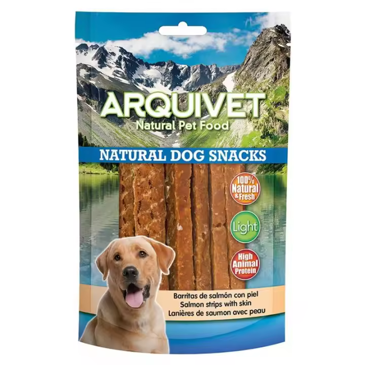 Snacks para Perros Barritas de Salmón con Piel  - Naturales y Nutritivos 350gr Arquivet - 1