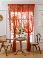 Cortinas De Encaje Naranja De 78 Pulgadas Con Espejo Redondo Para Sala De Estar Dormitorio Balcones Decoración De Hogar Y Fiestas - details 0