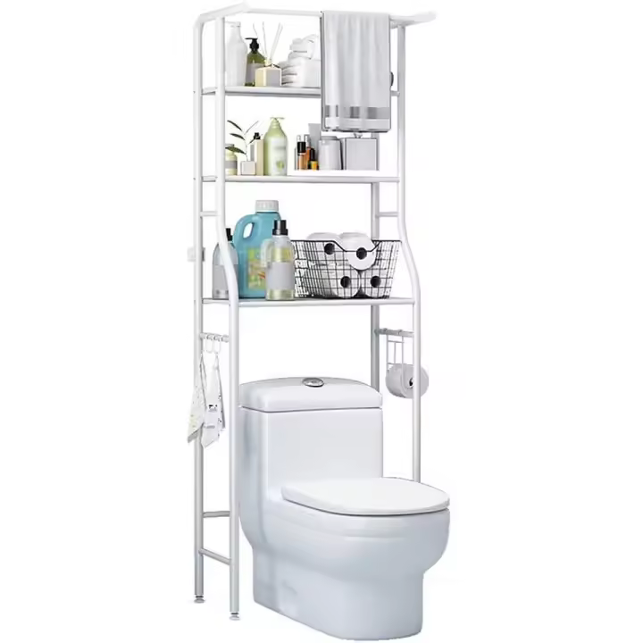 Organizador De Baño De 3 Niveles Sobre El Inodoro 160x50cm , Estante De Almacenamiento  Impermeable  Estante Organizador Multiusos  Ahorra Espacio con 3 Baldas  Patas Ajustables en Altura - 1