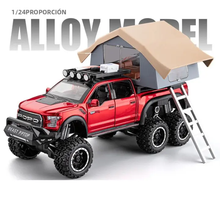 Modelo De Coche De Camping RV F150 Raptor 1/24 Escala Con 6 Puertas Abiertas Juguete De Metal Para Niños Regalo De Cumpleaños Con Luz Y Sonido - 1