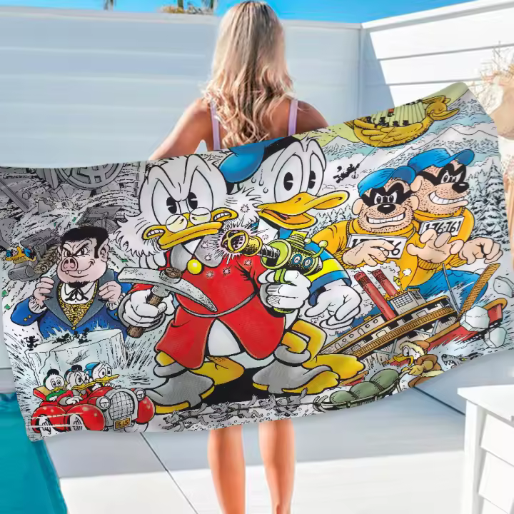 Toalla De Playa Microfibra Donald Duck Rápida Secado Toalla De Piscina Para Viajes Yoga Absorbente Suave Combinación De Poliéster Y Algodón Tamaño Rectangular - 1