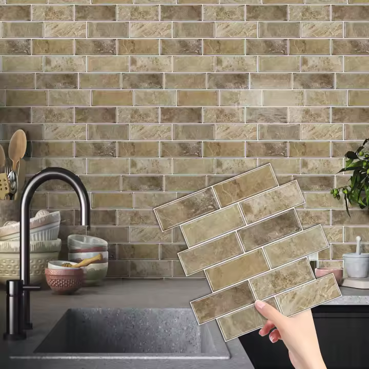Pegatina De Pared 3D Falsa Drip Tile Autoadhesiva Kuujojo Para Cocina Sala De Estar Y Baño Fácil De Quitar Tamaño 12x12 Pulgadas - 1