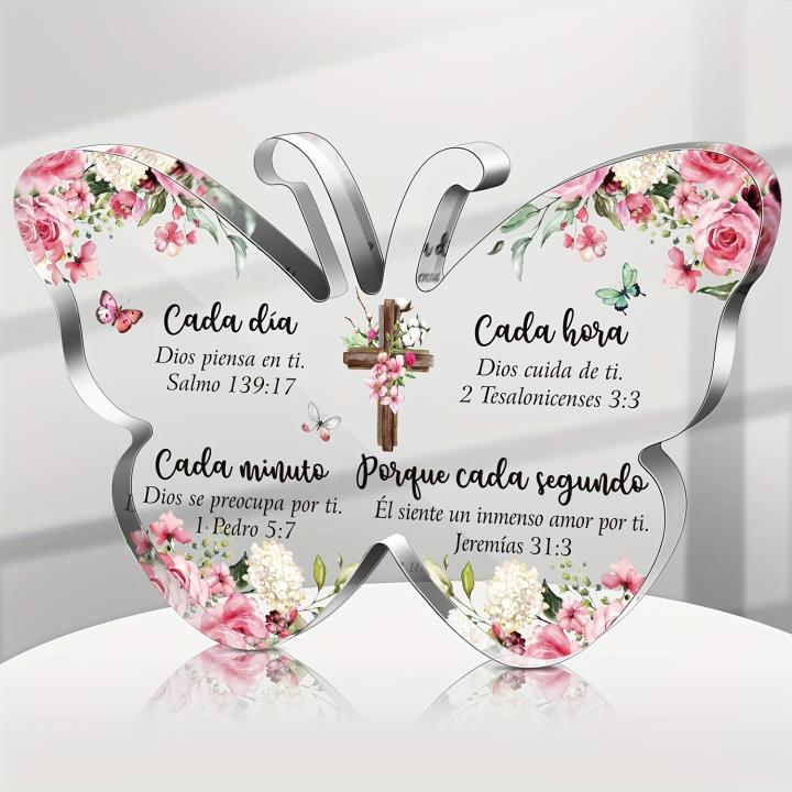 Regalo Cristiano Español De Acrílico Para Mujeres Con Forma De Mariposa Verso De La Biblia Decoración De Escritorio Inspiracional