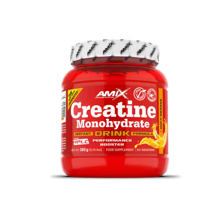 AMIX NUTRITION - CREATINA MONOHIDRATO - SABOR NARANJA - 360 GR + REGALO - Mejora Rendimiento Físico - Libre de Impurezas - 1