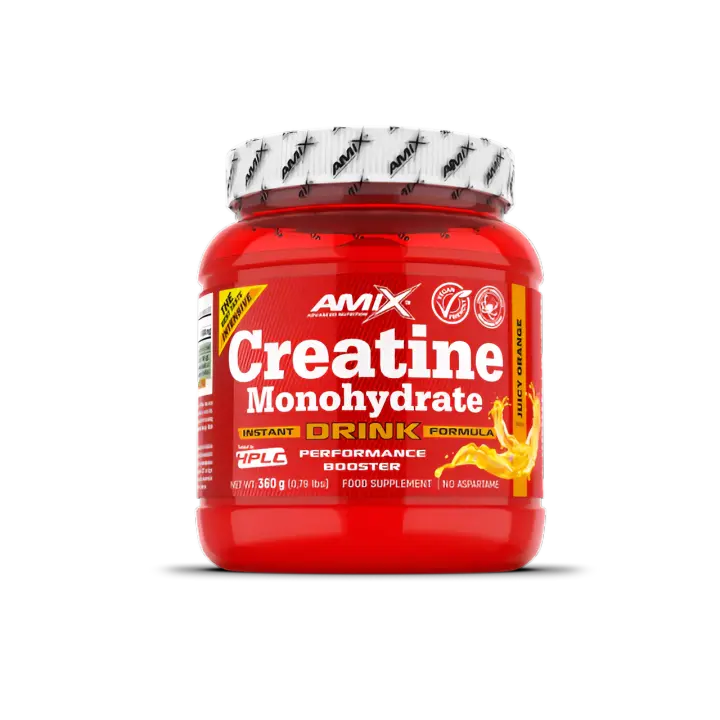 AMIX NUTRITION - CREATINA MONOHIDRATO - SABOR NARANJA - 360 GR + REGALO - Mejora Rendimiento Físico - Libre de Impurezas - 1