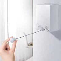 Tendedero retráctil de 4m retráctil de secado de ropa con cuerda de acero inoxidable trenzado ajustable, interior extensible de secado de ropa para hotel, baño, balcón (negro) - details 2