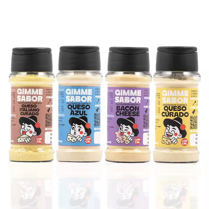 Pack Queso Lovers – Sazonadores Veganos Queso Curado, Parmesano, Queso Azul y Bacon Cheese (4 x 55 g) - 1