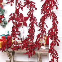 1pc Simulación De Uva De Navidad Para Decoración De Fiesta Y Hogar Arreglo Floral Colgante De Valla Estilo Navideño - details 1