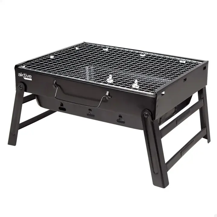 Aktive Barbacoa Portátil Plegable Rectangular Negra 40x28x20 Cm - 1