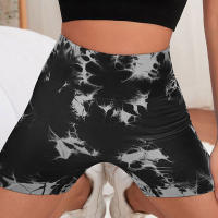 Shorts De Yoga Sin Costuras En Estilo Tie Dye Cintura Alta Secado Rápido Fitness Shorts De Algodón Para Mujer Levantamiento De Glúteos - details 4