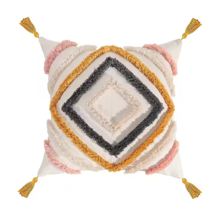 Boho almohada cubre Moderno Geométrico Diamond Boho fundas Decorativas De Almohada Amarillo Azul Rosa suave tejido tufted cojín - 1