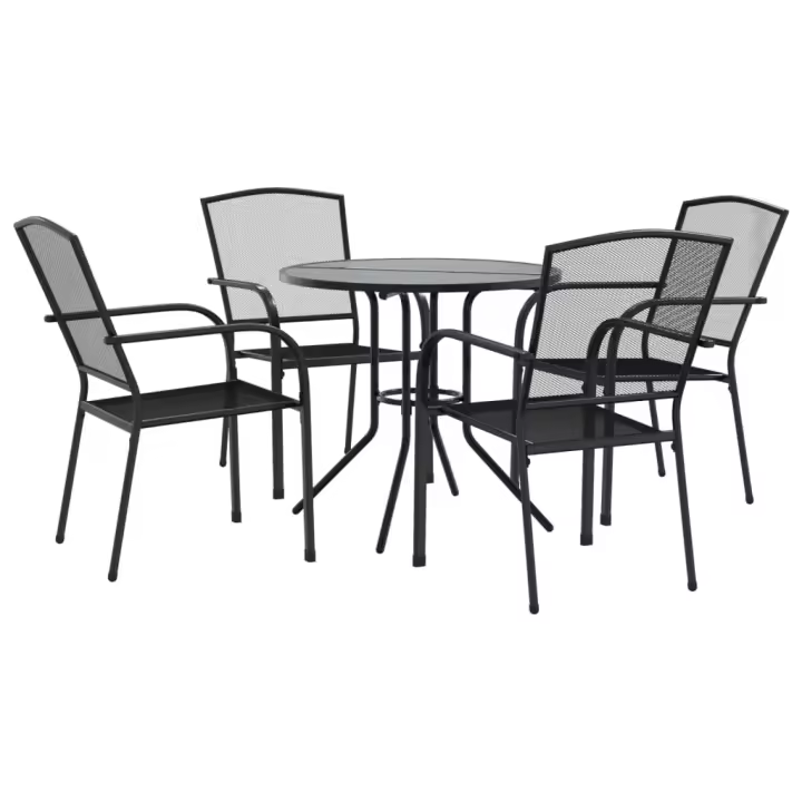 VidaXL Conjunto de jardín Hills 4 sillas + mesa gris - 1