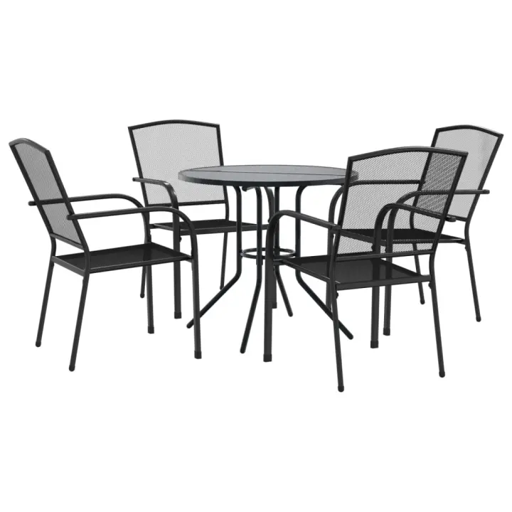 VidaXL Conjunto de jardín Hills 4 sillas + mesa gris - 1
