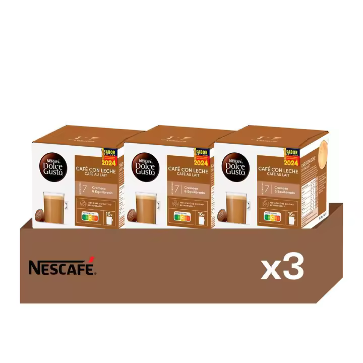 Café con Leche - Pack 3 Cajas de Café (48 uds) | Cremoso con Notas a Cereal, Equilibrio Perfecto - 1