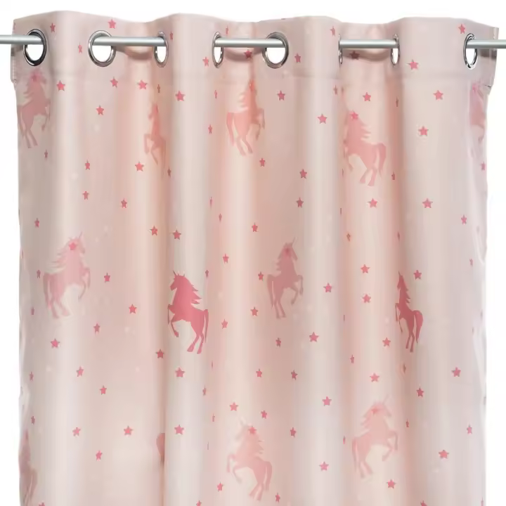 Atmosphera Cortina Opaca Infantil Unicornio Rosa Poliéster L. 140 X F. 0.2 X A.250 Cm - 1