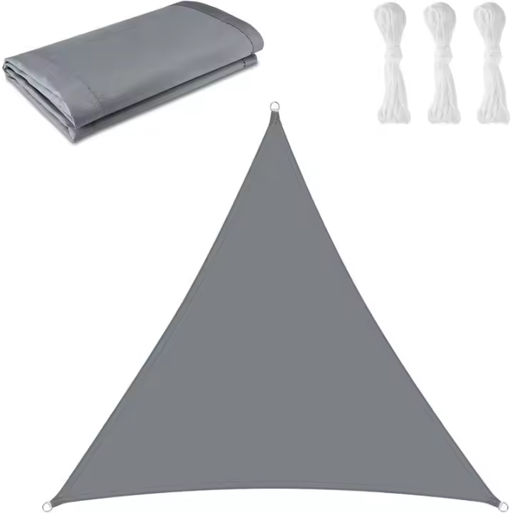 SOMY Vela de Sombra Triangular 3 x 3 x 3 m Tela de Sombra Protección contra Rayos UV para Exteriores, Terraza, Jardín - Gris Accesorio para sombrilla y Vela de Sombra - 1