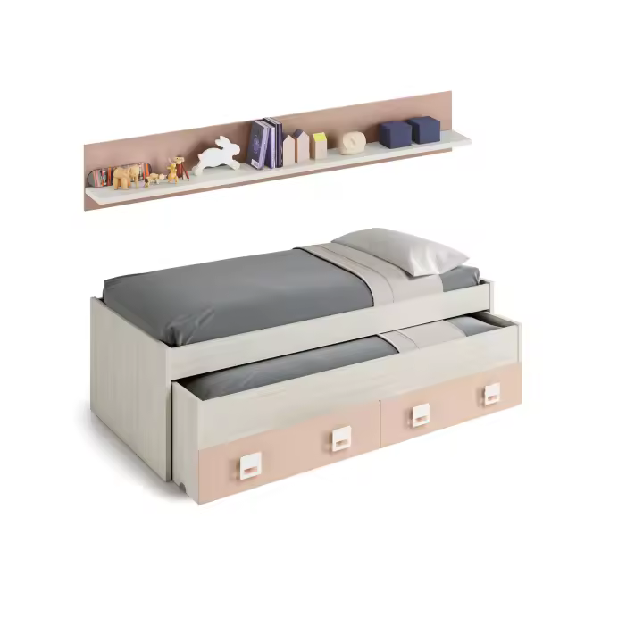 Habitdesign -Cama doble juvenil + estante Nube - 1